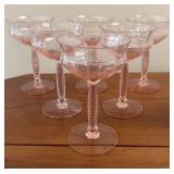 Vintage Rose Pink Crystal Cocktail Glasses