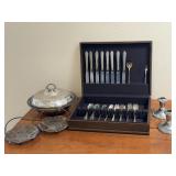 Silver Plated Candle Holders, Silverware, Etc.