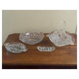 Glass Serving Dishes & Basket