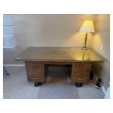 Glass Top Wood Office Desk