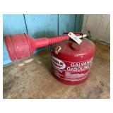 Metal gas can and funnel