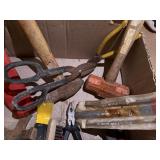 Lot of assorted hammers, wrenches, bench grinder