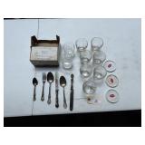 Crystal Cups, Silver Set, Old Fitzgerald, Coasters