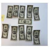 (10) 1976 $2 Bills, (1) 1995 $2 Bill