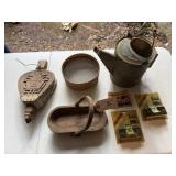 Vintage Hand Carved Bellows, Basket, etc.
