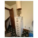 Filing Cabinet and Gold Lamp