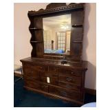 Queen Sized Bed, Lamp and Dresser