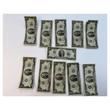 (10) 1976 $2 Bills, (1) 2003 $2 Bill