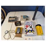 Vintage Stopwatch, Book, Microphones, Clock