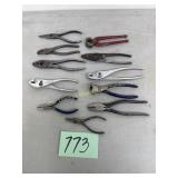 Diagonal cutting pliers, assorted pliers and w