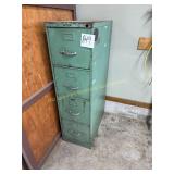 Green Metal 4 drawer Filing cabinet 15" W x 52