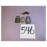 3 old Key-Locks, with Keys
