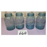 4 Blue Ball Perfect Mason Jars