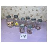 8 Canning jars with Zinc lids