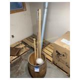 Wooden Crate Barrel with misc