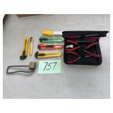Set of Miniature pliers, Utility Knives, metal