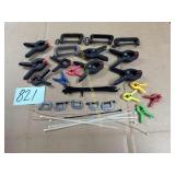 Box of C-clamps and misc. clamps