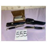 2 Buck knives w/ Holsters, Sharpening Kit