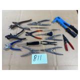 Rivets, Snap ring pliers, misc. tools