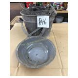 Grey Granite bowl and Galvanized Mop bucket