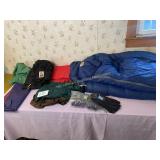 NorthFace- 2 Sleeping bags, blanket, misc.  gloves