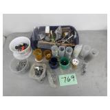 Misc. lot of screws, nails etc., Blue Granite Bowl