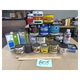 Lot of Varnish, putty, rustoleum, linseed oil etc.