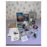 Fishing lot, string, fishing books,  etc.