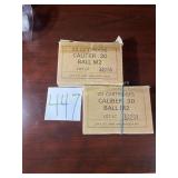 .30 Caliber Ball M2 Cartridges, two boxes