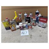 Partial  misc. containers, oil, car lubricants