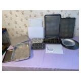Baking Sheets, cutting boards, muffin tins,