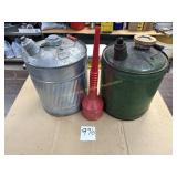 5 Gallon Oil Cans--Green One says Bennett