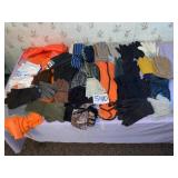 Gloves, 3 Orange vests, couple Hats