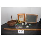 Old Basket, Bag of Drink Stirrers Some With