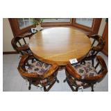 Antique Round Oak Table with 4 Chairs
