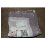Queen Size Reversible Quilt Floral Lilac Colored