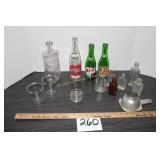 Lot of Old Bottles Heart Club HEP, 7UP, Misc