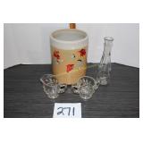 Handpainted Crock Cookie Jar (NO LID), Antique