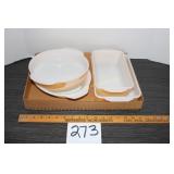 4 Fire King Baking Dishes--Peach Luster, 2 Loaf,