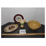 Yellowware Bowl, Austria Vase, Cardinal Oval