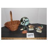 Basket, Canadian Goose, Mallard Figurines, Loon