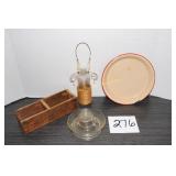 Cloverbloom Antique Cream Cheese Box, Tan & Red