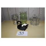 Wired Bale Canning Jar, Glass Candy Dish, Black