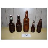 2 Brown Goltsch Beer Bottles, Stenson Lotion