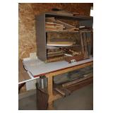 Wood, Table Legs, Spools with Workbench and Shelf