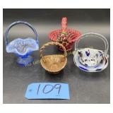 Blue Fenton basket(chipped), Romania basket,