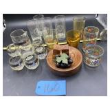 Misc. glass, Vintage drinking glasses, Wood holder