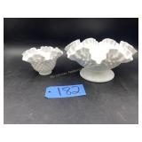 2 Fenton White Hobnail flutted bowls