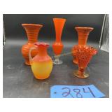 Orange Vase--1 Hobnail, 1 Orange & Yellow, 1