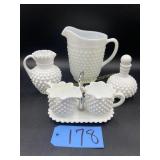 White Milk Glass lot, Fenton Hobnail